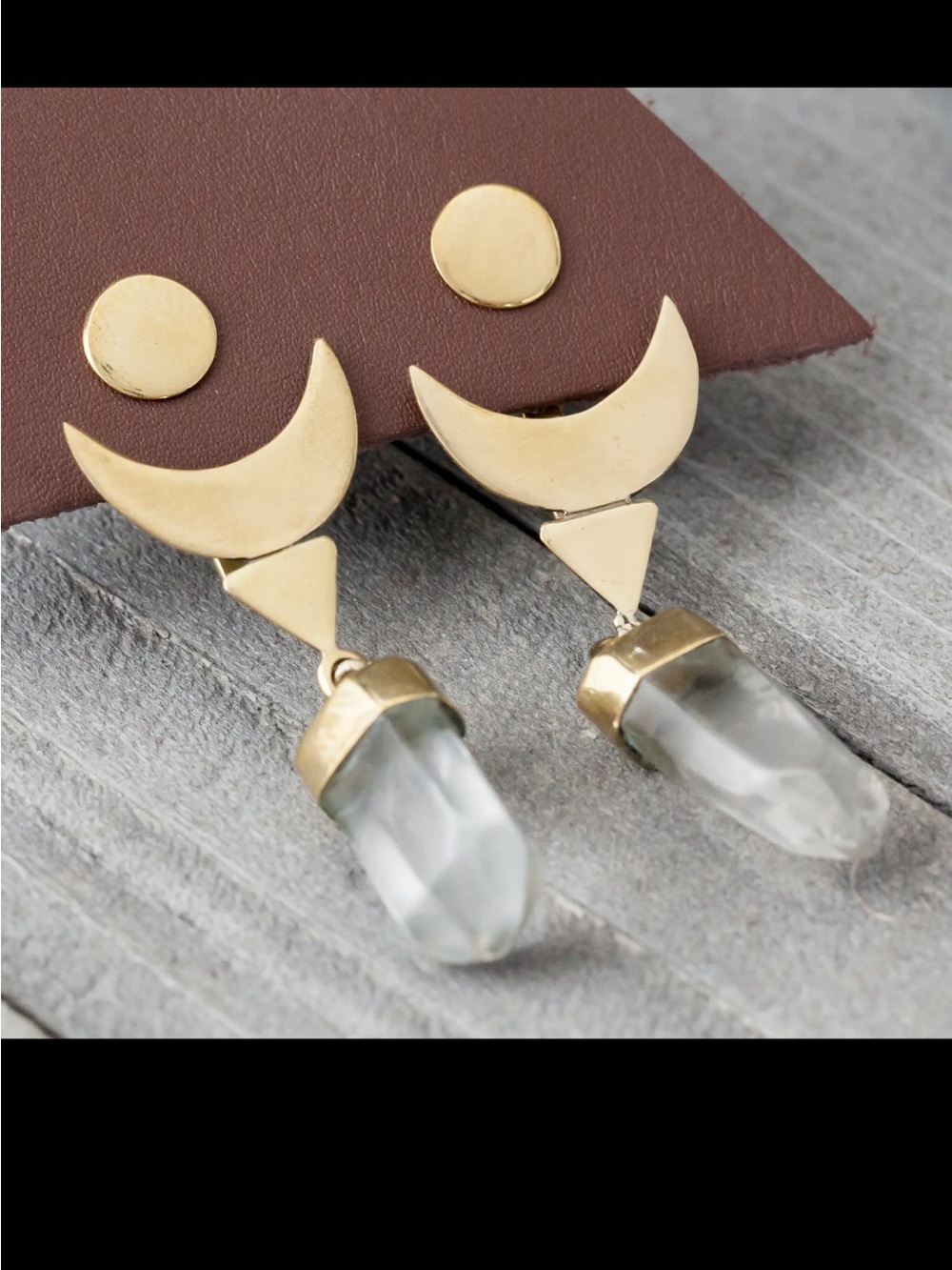 Gold Moon Crystal Drop Earrings - Women Jewelry